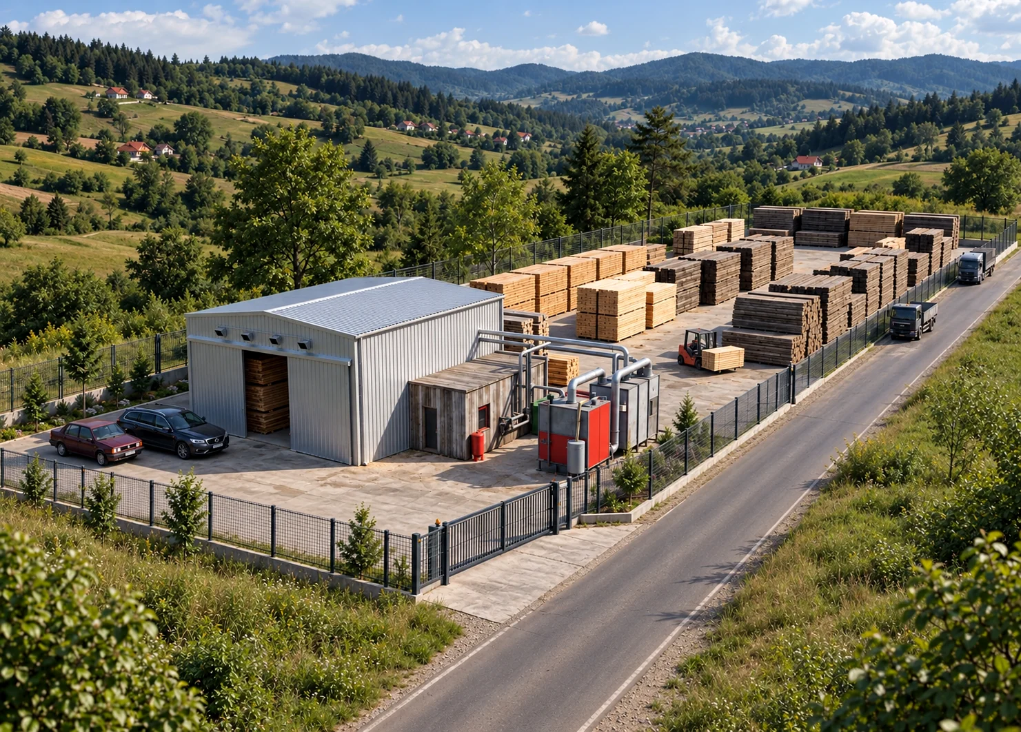 Raw timber drying facility